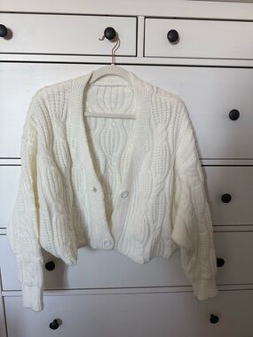 Amazon Women's Ivory Cable Knit Button Cardigan
